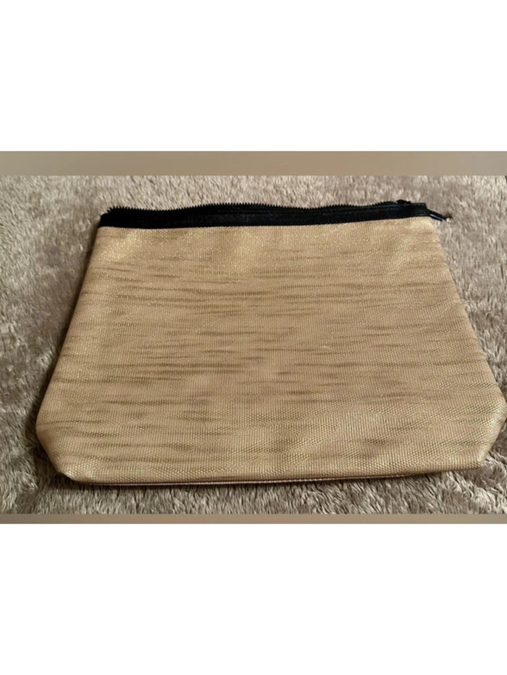 Lancôme zippered gold cosmetics bag NWOT